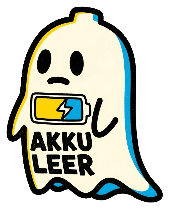 Akku leer — Selbstironie