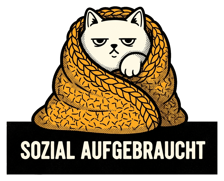 Sozial aufgebraucht — Selbstironie