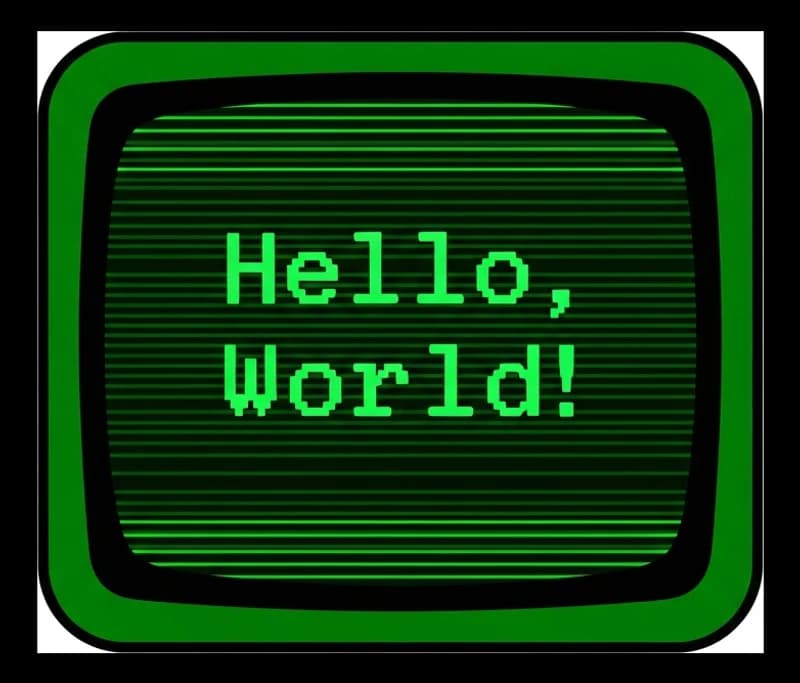 Hello-World-Retro — Aufkleber