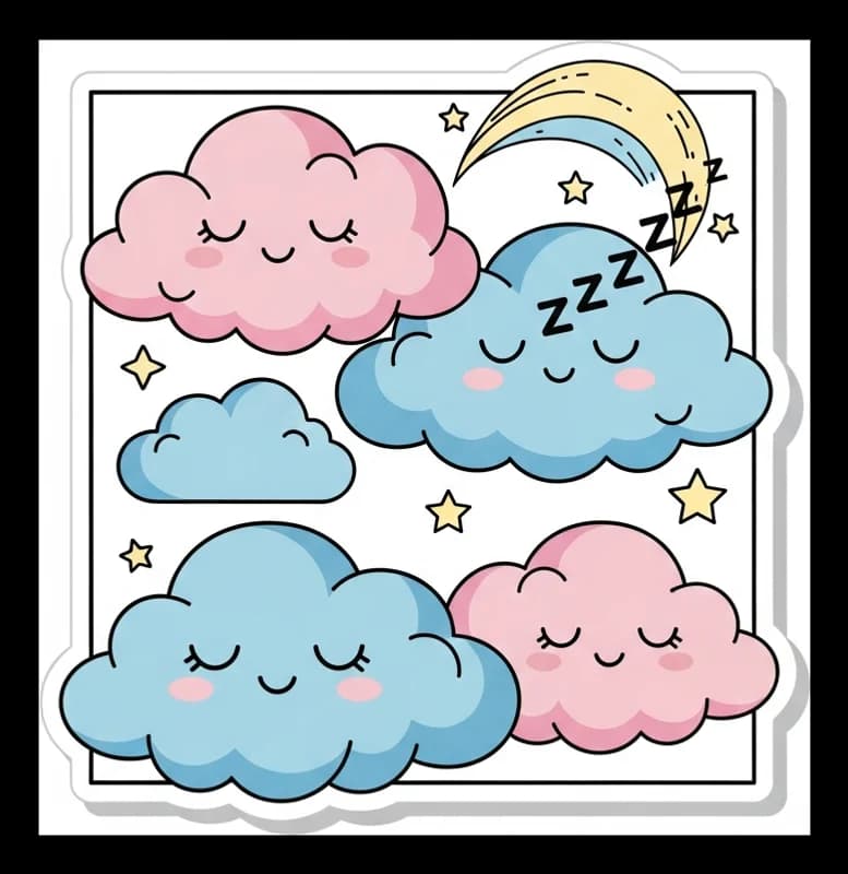 Pastell-Wolken-Set — Aufkleber