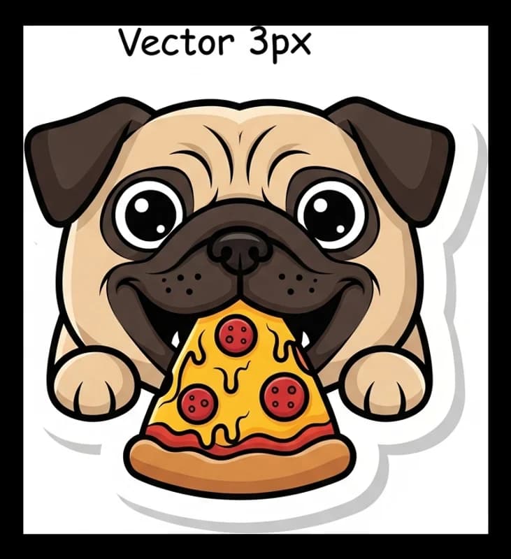 Pug-Pizza — Aufkleber