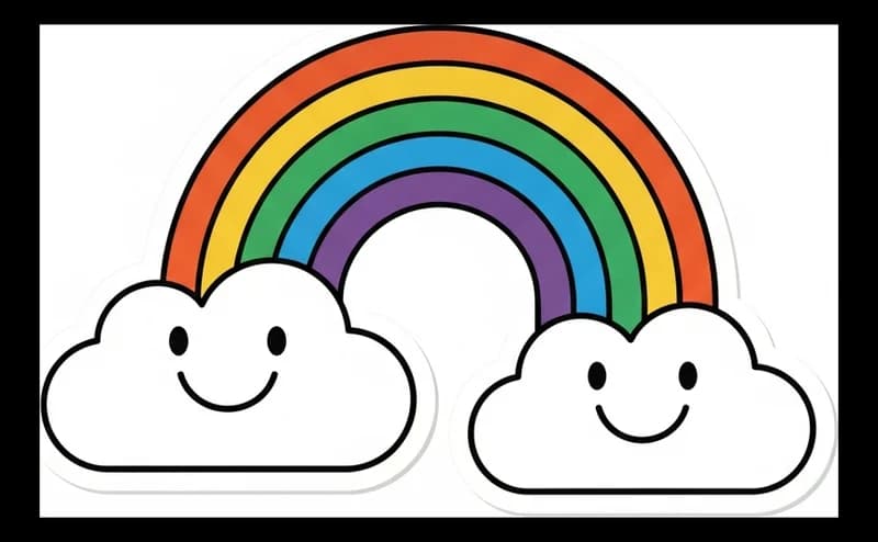 Regenbogen-mit-Wolken — Aufkleber