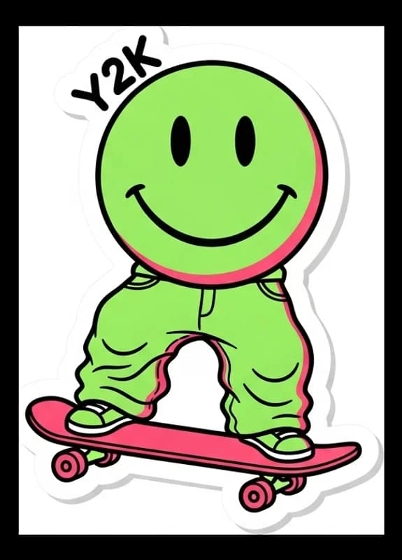 Skater-Smiley-Y2K — Aufkleber