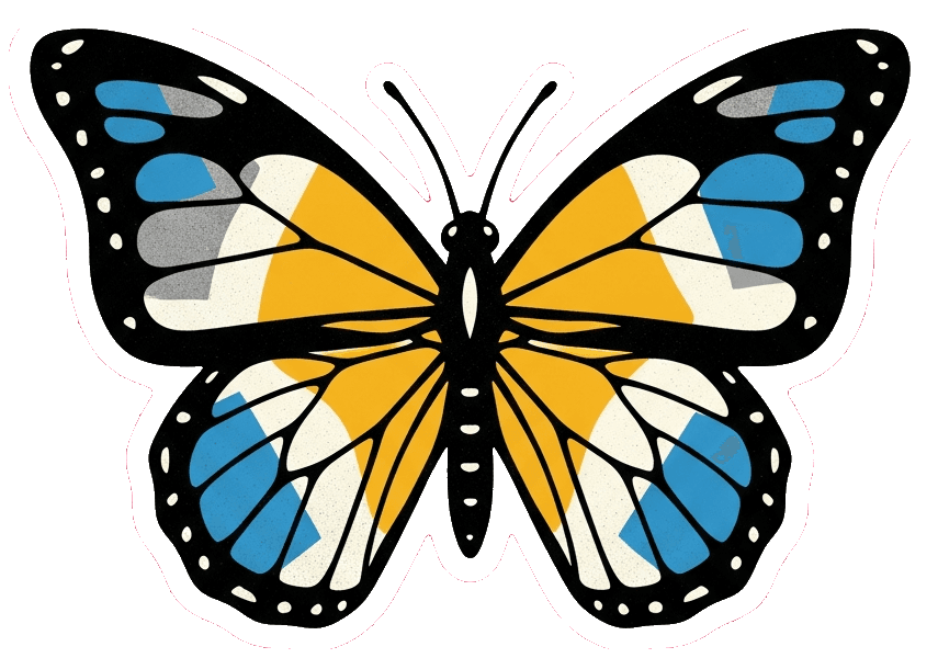 Chrom-Schmetterling — Retro