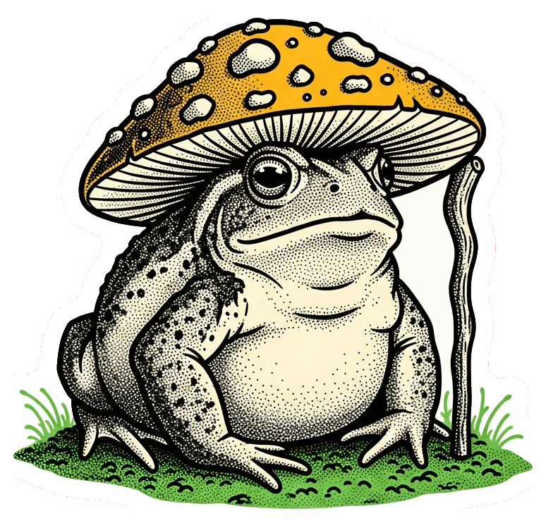 Kröte mit Pilzhut — Natur