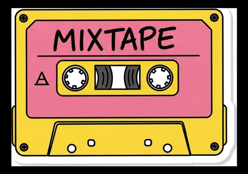 Cassette-Tape-Mixtape — Aufkleber