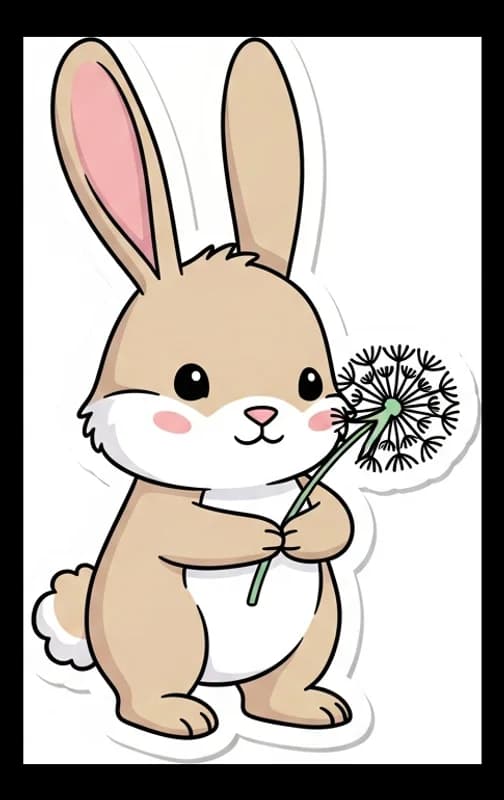 Hase-mit-Loewenzahn — Aufkleber