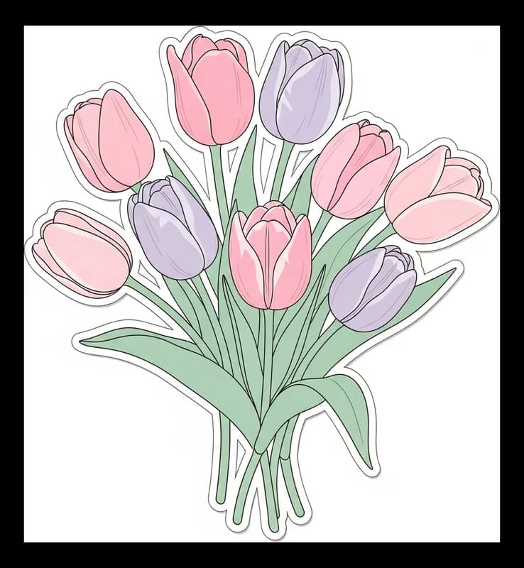 Pastell-Tulpen-Garten — Aufkleber