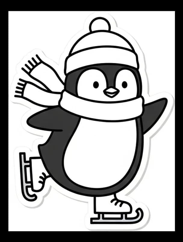 Pinguin-Skating — Aufkleber