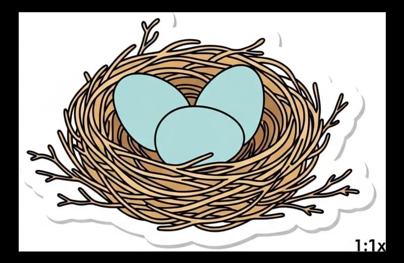 Vogelnest-Eier-Mini — Aufkleber
